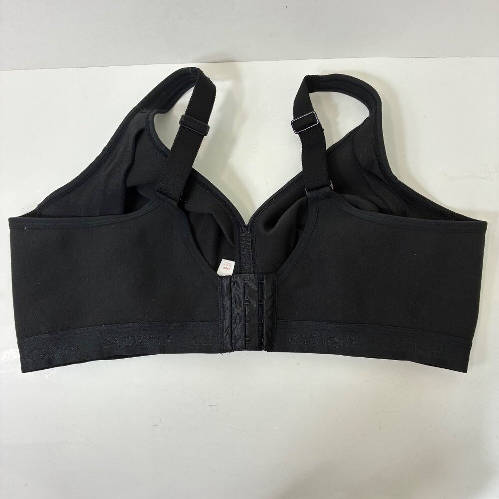 Cacique Black Full Coverage Unlined No-Wire Bra 44DD Logo Band Comfort Fit - Picture 5 of 8